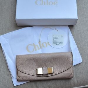 Chloe Pink Beige Bow Long Wallet